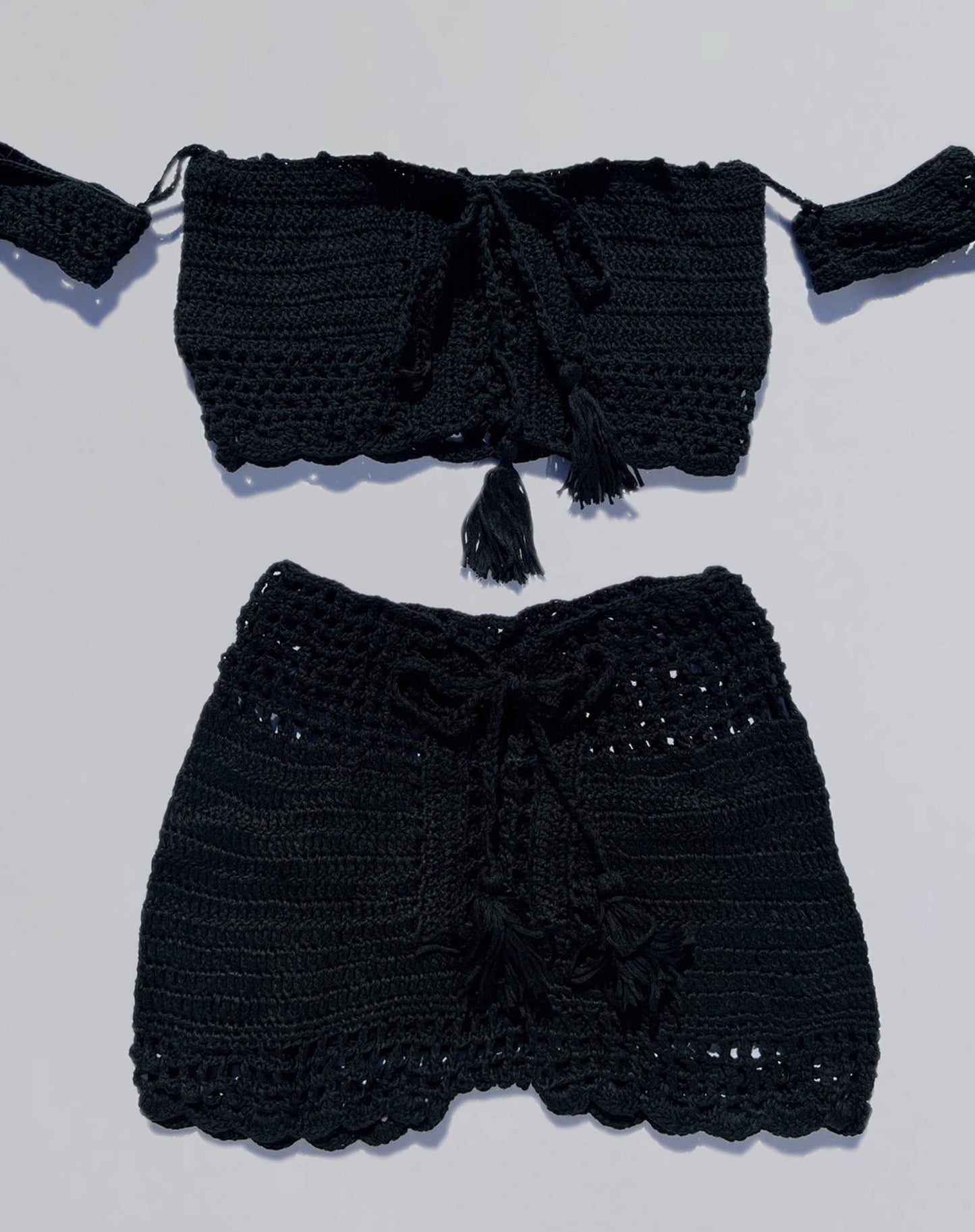 Black Crochet Top and Short Set
