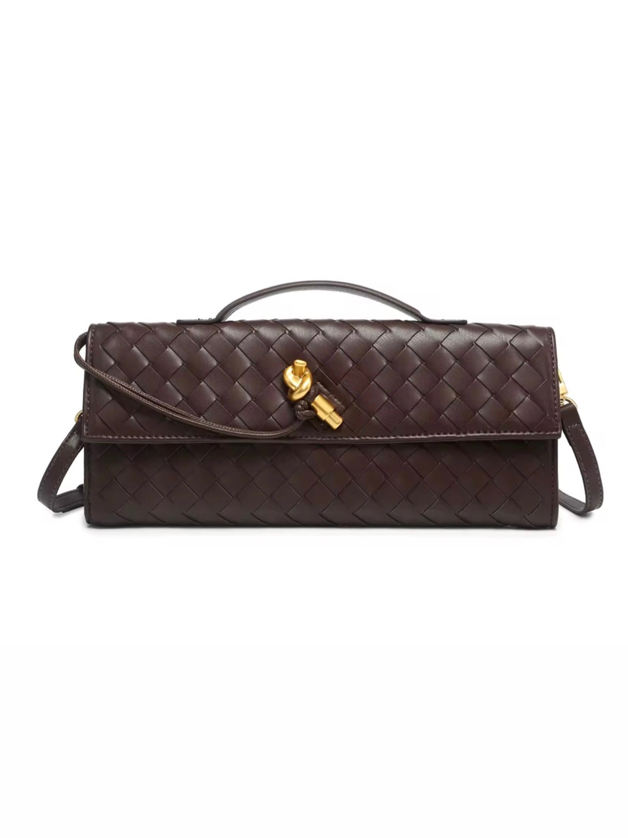 Woven Clutch Bag - Coffee