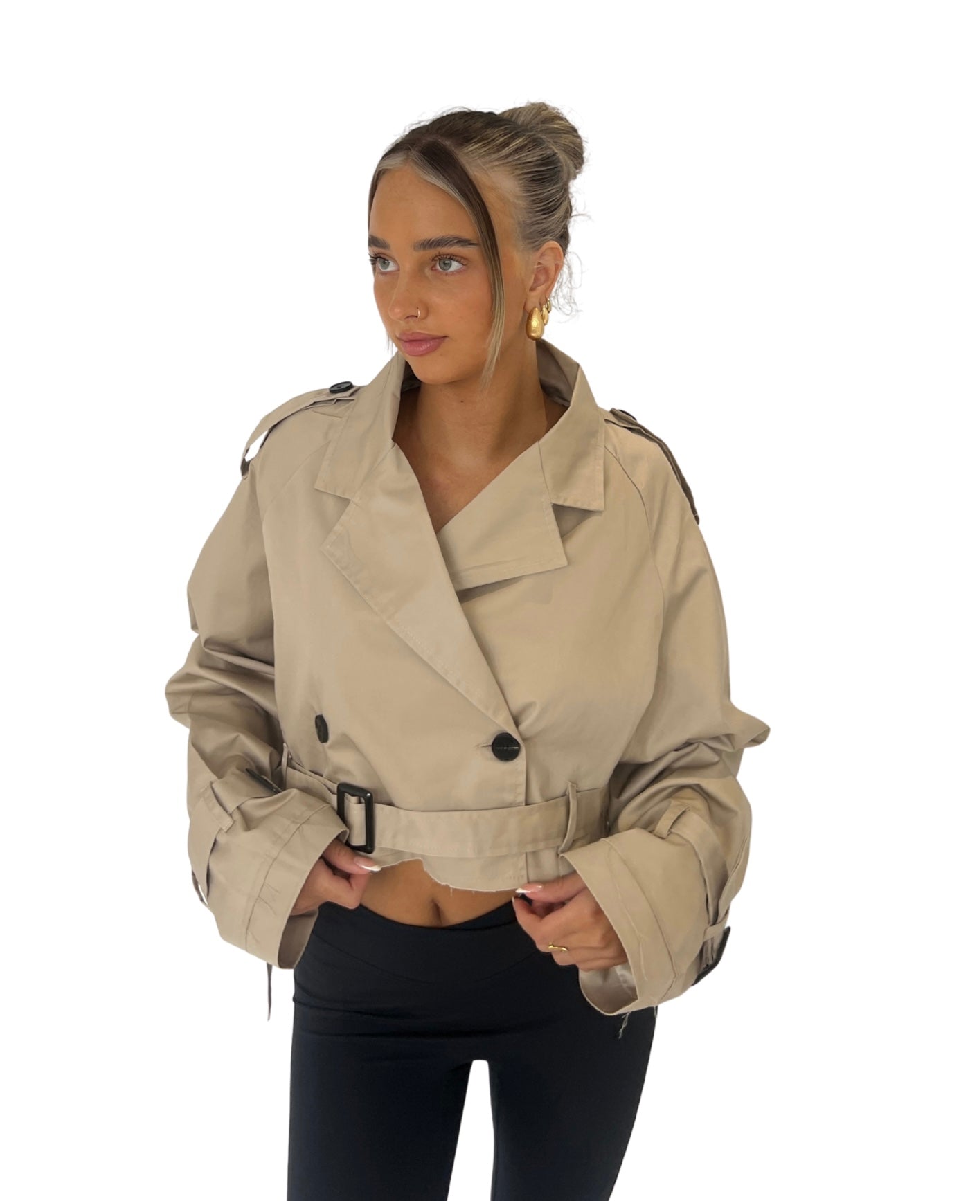 Cropped Trench Jacket - Beige
