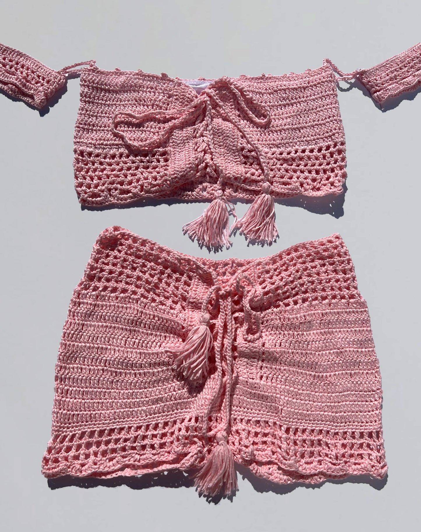 Pink Crochet Top and Short Set