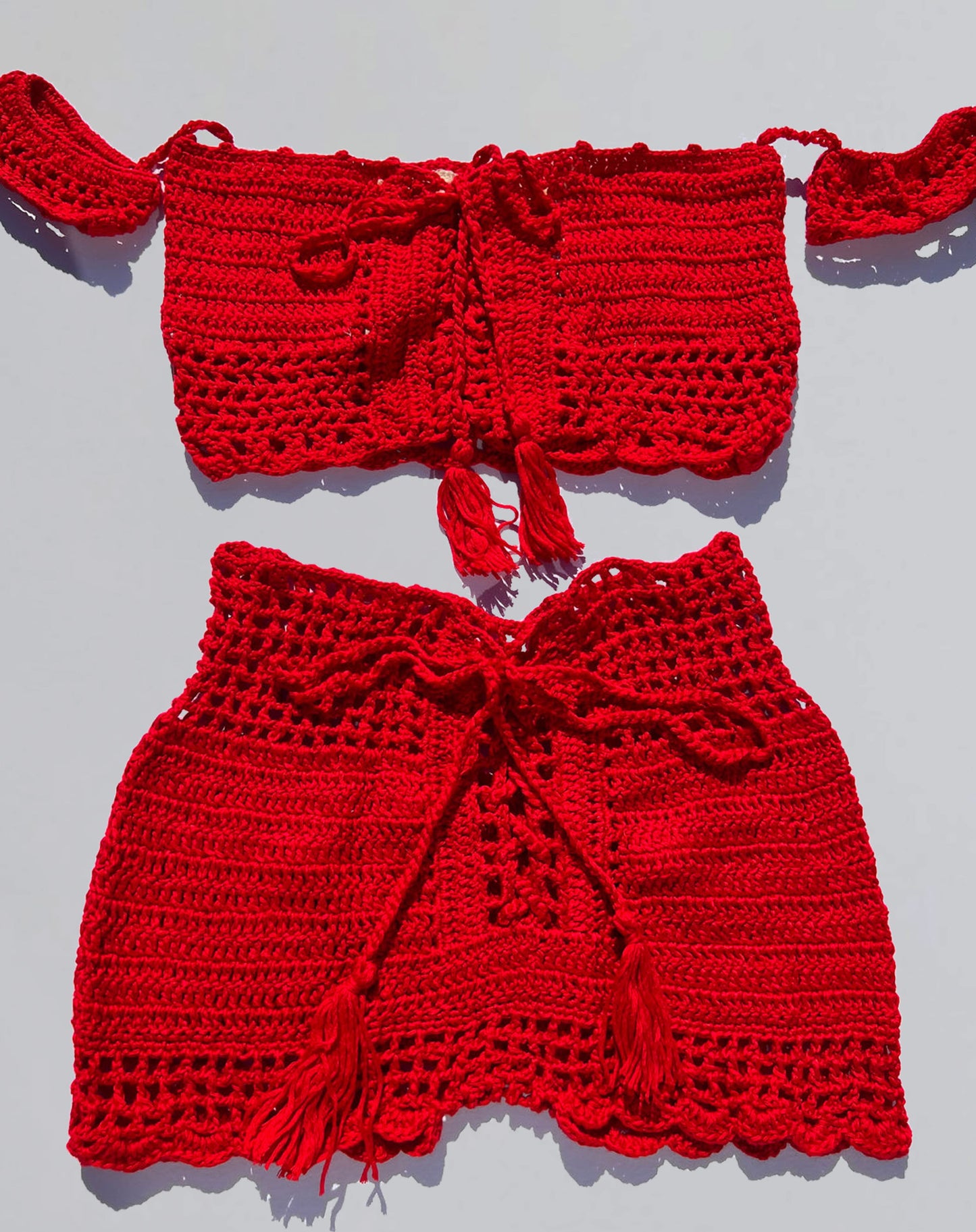 Red Crochet Top and Short Set