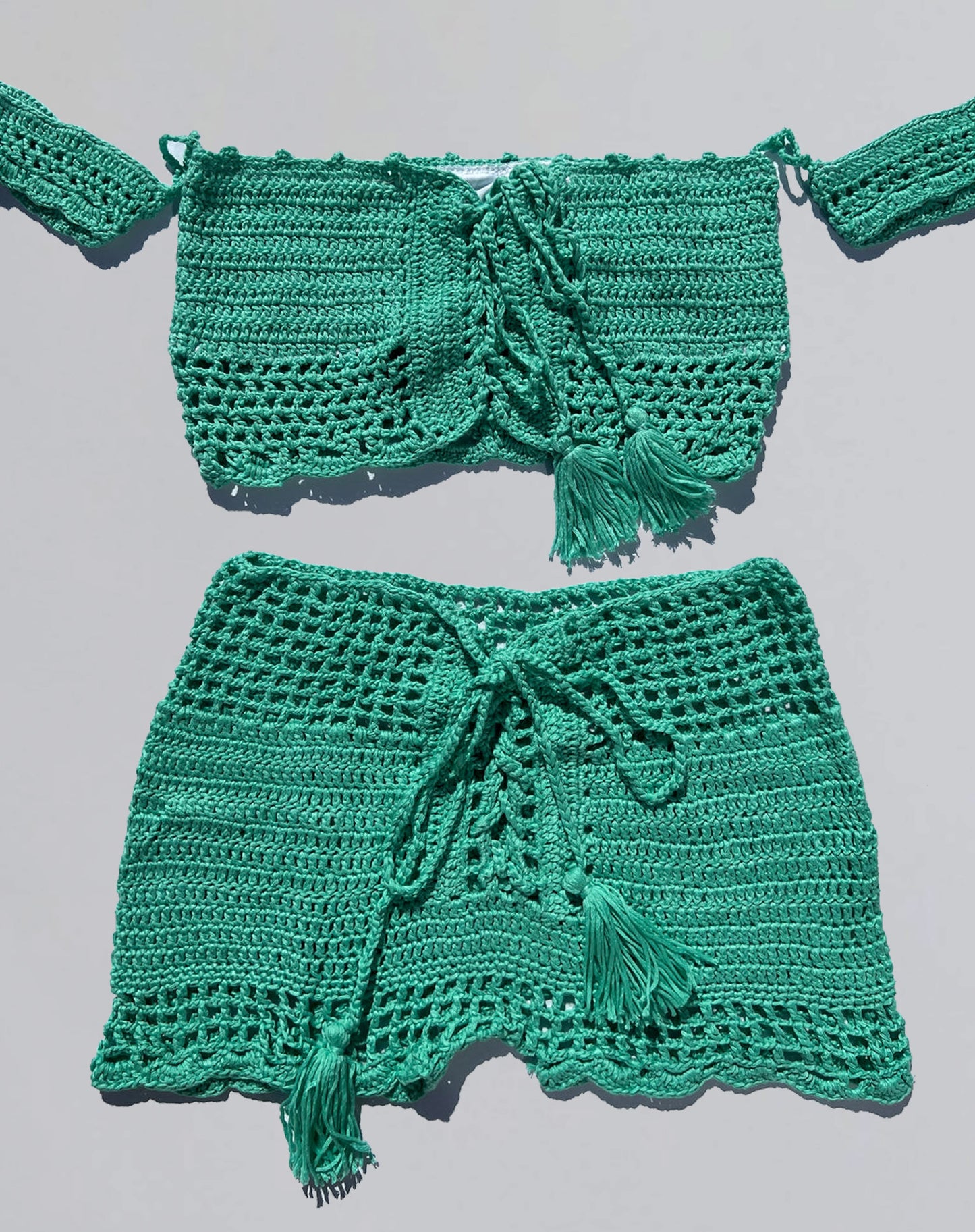 Turquoise Crochet Top and Short Set