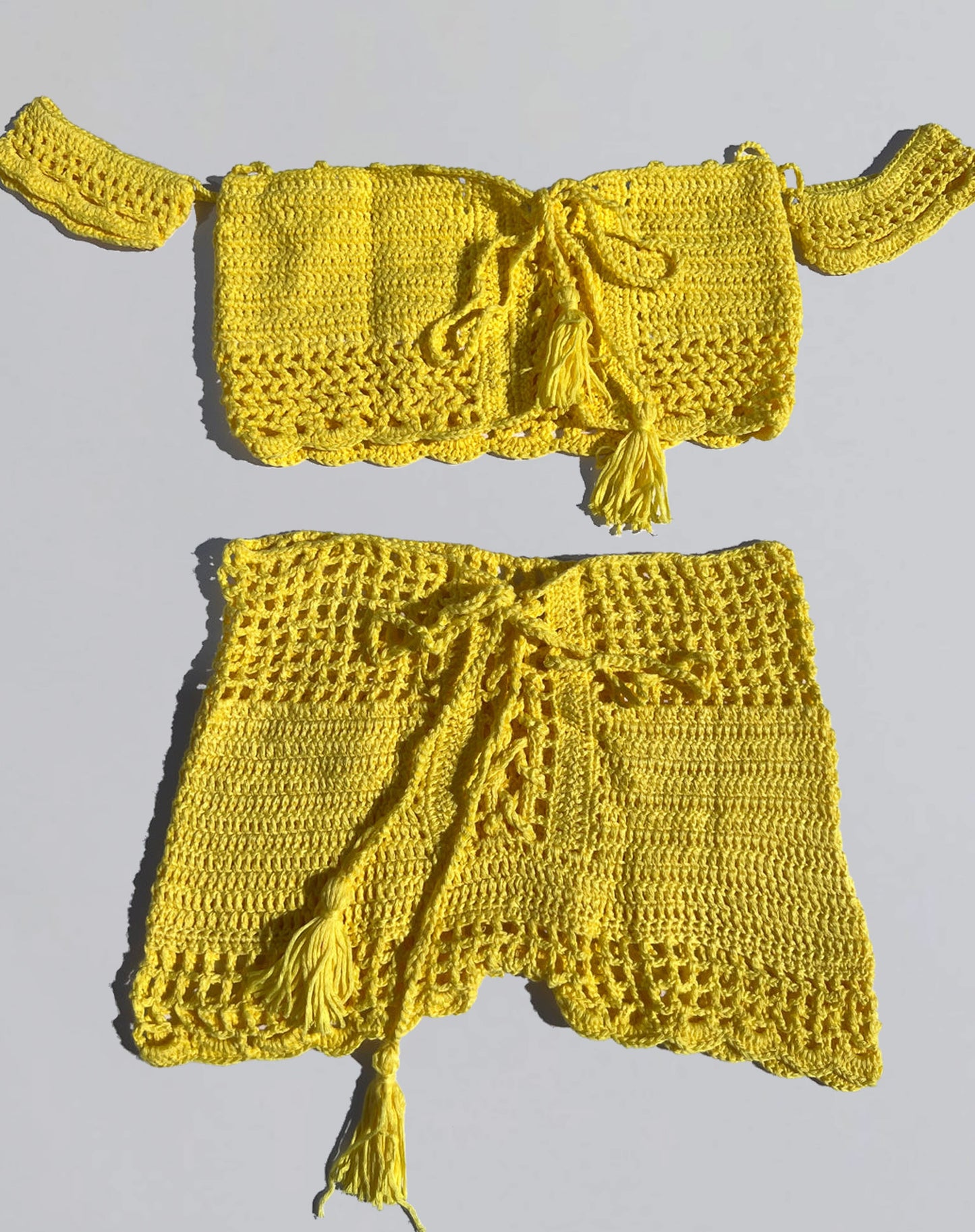 Yellow Crochet Top and Short Set