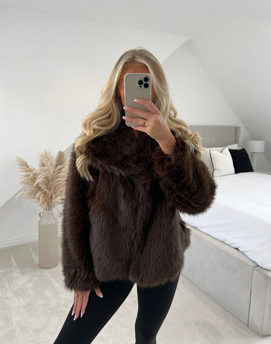 Faux Fur Jacket - Espresso