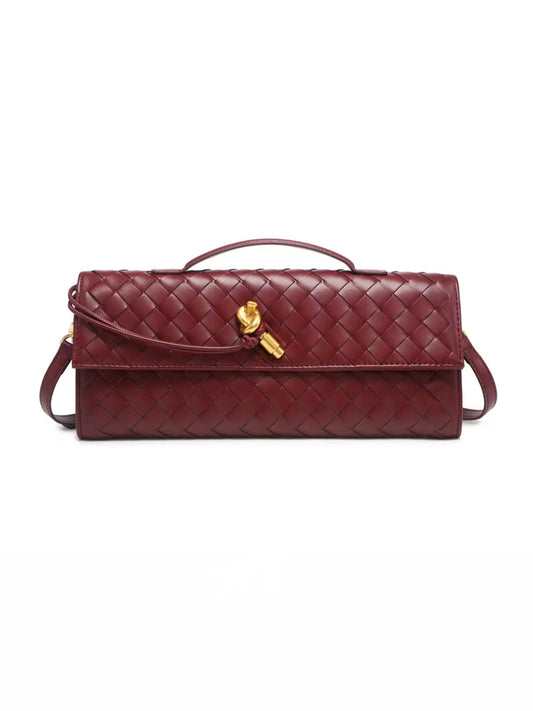 Woven Clutch Bag - Burgandy