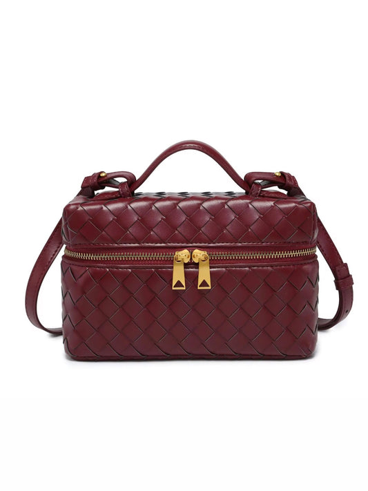Woven Vanity Bag - Burgandy