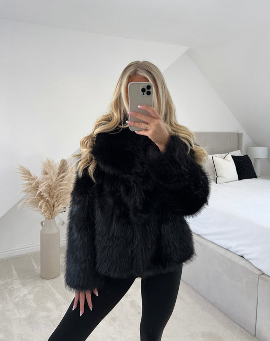 Faux Fur Jacket - Black