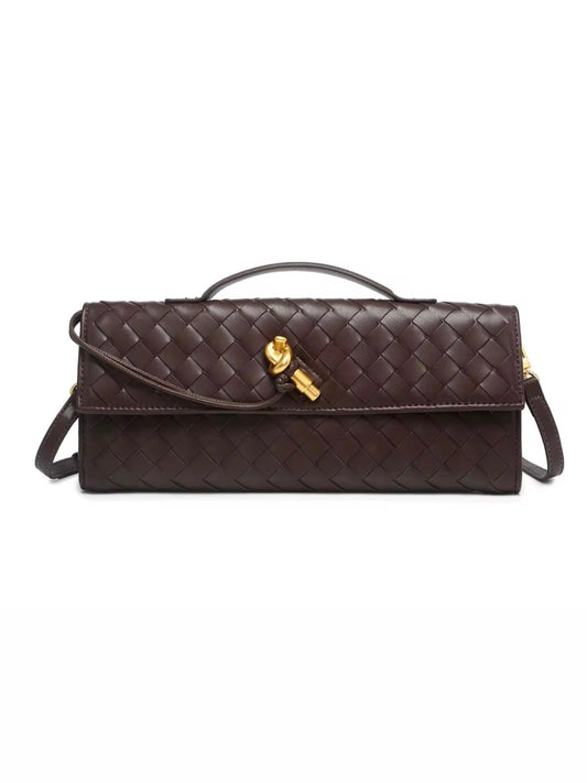 Woven Clutch Bag - Coffee