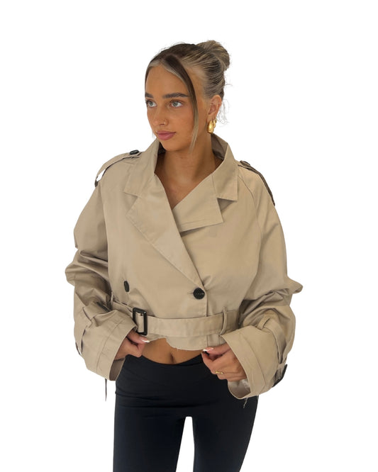 Cropped Trench Jacket - Beige