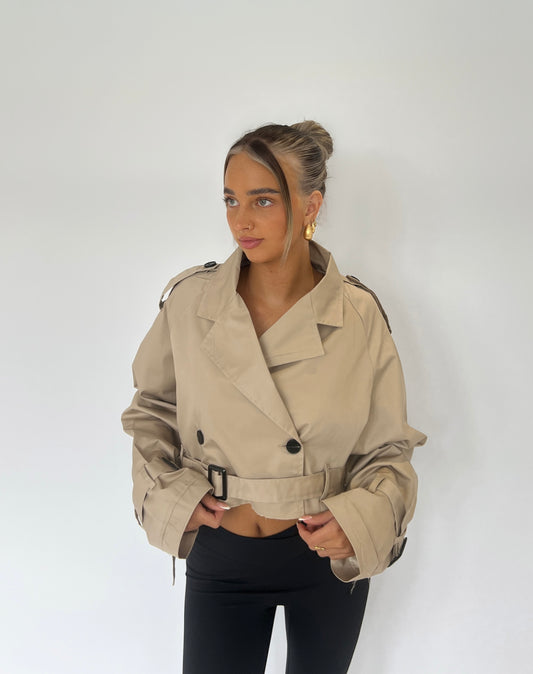 Cropped Trench Jacket - Beige