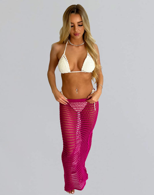 Magenta Crochet Maxi Skirt